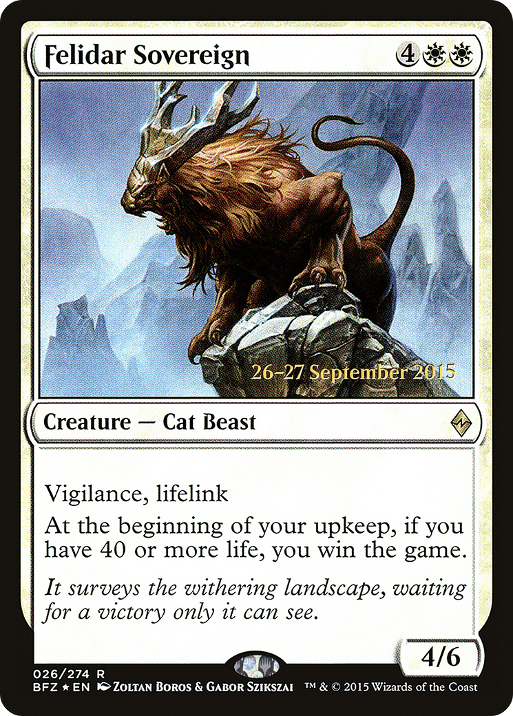 Felidar Sovereign (PRE-026) - Battle for Zendikar Promos Foil