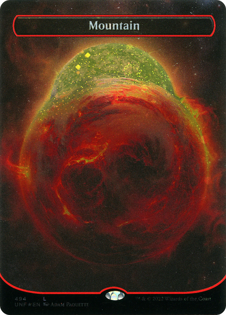 Mountain (494) (Borderless) (Galaxy Foil) (UNF-494) - Unfinity Foil