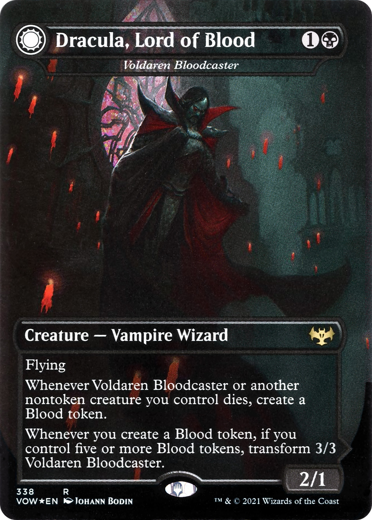 Dracula, Lord of Blood - Voldaren Bloodcaster (VOW-338) - Innistrad: Crimson Vow: (Double Faced Transform) (Borderless) Foil