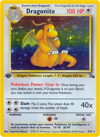 Dragonite (4) (4) 004 - 1st Edition Holofoil Fossil - Holo Rare
