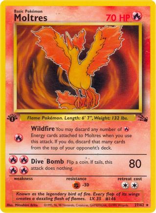 Moltres (27) (27) 027 - 1st Edition Fossil - Rare