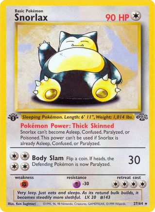 Snorlax (27) (27) 027 - 1st Edition Jungle - Rare