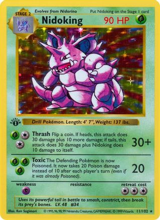Nidoking/102 - 1st Edition Holofoil Base Set Shadowless - Holo Rare