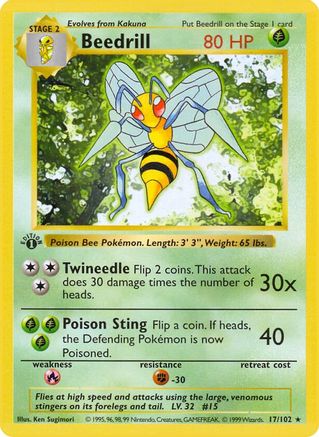 Beedrill 017/102 - 1st Edition Base Set Shadowless - Rare