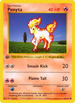 Ponyta 060 - 1st Edition Base Set Shadowless - Common
