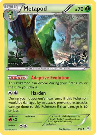 Metapod 004 - Reverse Holofoil Generations - Uncommon