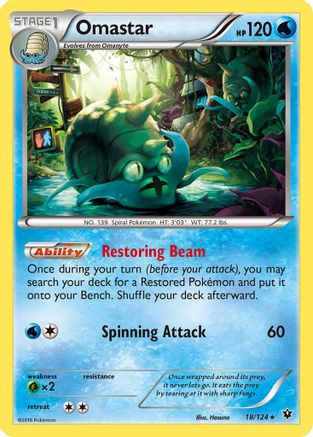 Omastar 018 - Reverse Holofoil XY Fates Collide - Rare