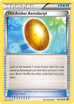 Old Amber Aerodactyl/124 XY Fates Collide - Uncommon