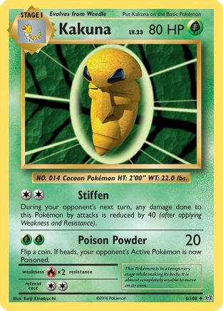 Kakuna 006 - Reverse Holofoil XY Evolutions - Uncommon