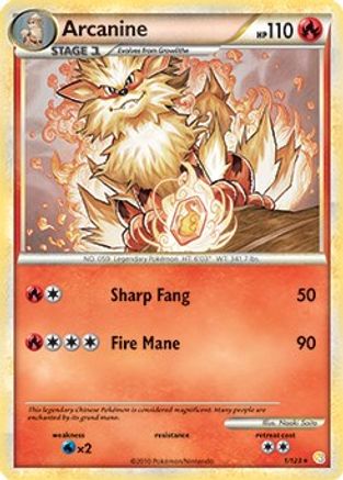 Arcanine - 1/123 (HeartGold & SoulSilver)/123 Deck Exclusives - Rare
