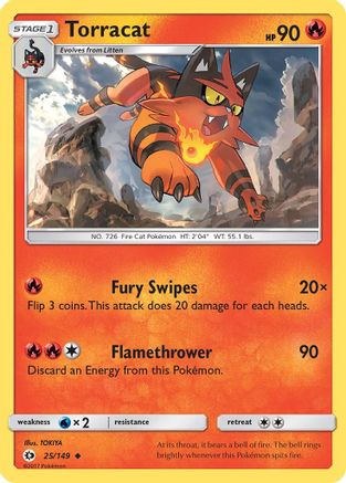 Torracat 025 - Reverse Holofoil SM Base Set - Uncommon