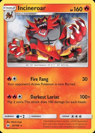 Incineroar 026 SM Base Set - Rare