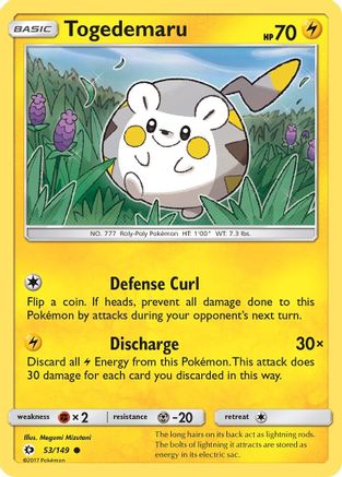 Togedemaru 053 - Reverse Holofoil SM Base Set - Common