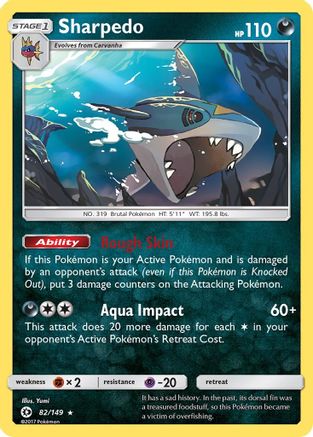 Sharpedo 082 - Reverse Holofoil SM Base Set - Holo Rare