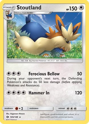 Stoutland 105 - Reverse Holofoil SM Base Set - Rare