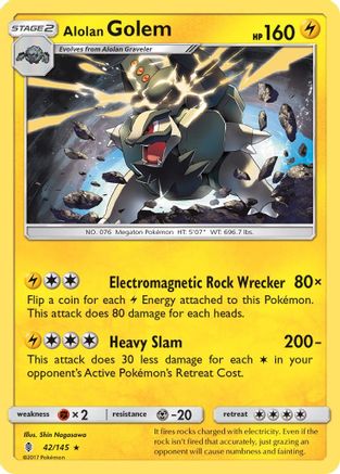 Alolan Golem 042 - Reverse Holofoil SM Guardians Rising - Holo Rare