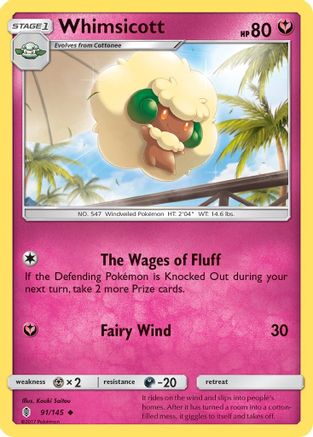 Whimsicott 091 - Reverse Holofoil SM Guardians Rising - Uncommon