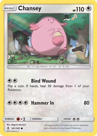 Chansey 101 - Reverse Holofoil SM Guardians Rising - Common