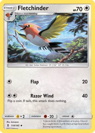 Fletchinder 110/145 - Reverse Holofoil SM Guardians Rising - Uncommon