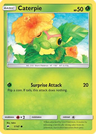 Caterpie 001 - Reverse Holofoil SM Burning Shadows - Common