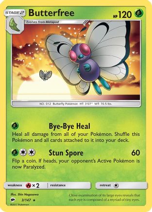 Butterfree 003 - Reverse Holofoil SM Burning Shadows - Rare