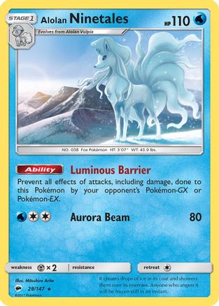 Alolan Ninetales 028 SM Burning Shadows - Rare