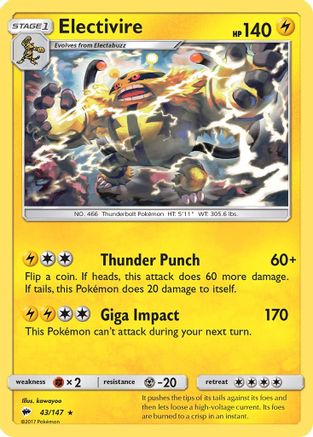 Electivire/147 SM Burning Shadows - Rare