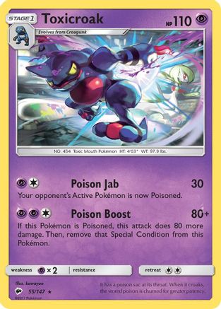 Toxicroak 055 SM Burning Shadows - Rare
