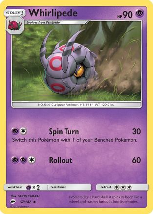 Whirlipede 057/147 SM Burning Shadows - Uncommon