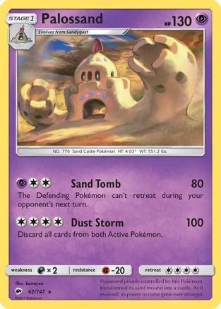 Palossand 062 - Reverse Holofoil SM Burning Shadows - Holo Rare