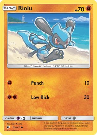 Riolu 070 - Reverse Holofoil SM Burning Shadows - Common