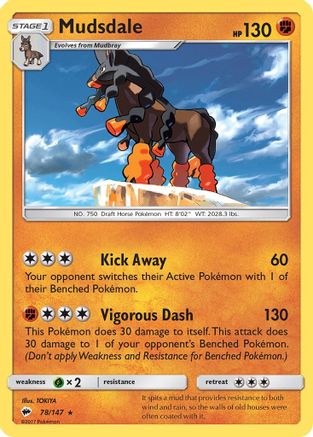 Mudsdale - Reverse Holofoil SM Burning Shadows - Rare