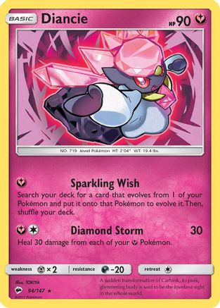 Diancie 094 - Reverse Holofoil SM Burning Shadows - Holo Rare