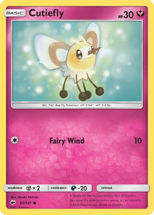 Cutiefly 095 - Reverse Holofoil SM Burning Shadows - Common