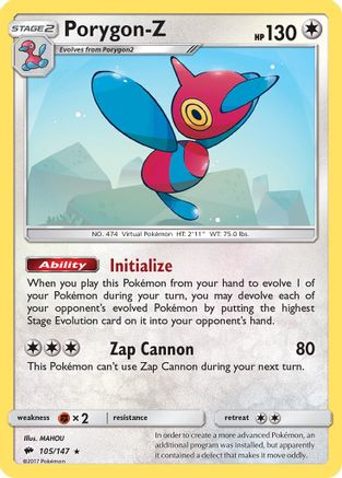 Porygon-Z 105 - Holofoil SM Burning Shadows - Holo Rare
