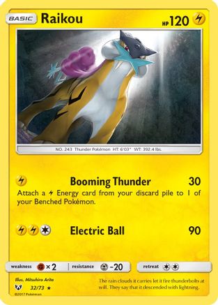 Raikou 032 - Holofoil Shining Legends - Holo Rare