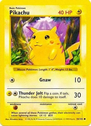 Pikachu (Red Cheeks) 058 - 1st Edition Base Set Shadowless - Common