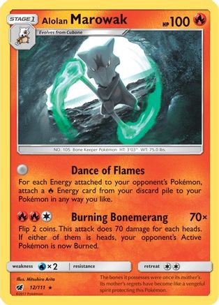Alolan Marowak 012 - Reverse Holofoil SM Crimson Invasion - Holo Rare