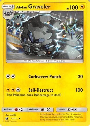 Alolan Graveler/111 - Reverse Holofoil SM Crimson Invasion - Uncommon