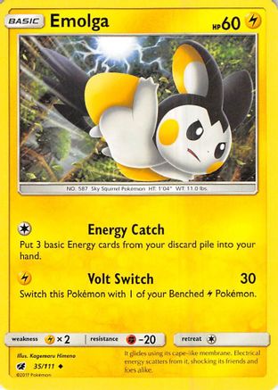 Emolga 035 - Reverse Holofoil SM Crimson Invasion - Uncommon