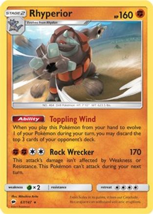 Rhyperior - 67/147 (SM Burning Shadows)/147 Deck Exclusives - Rare