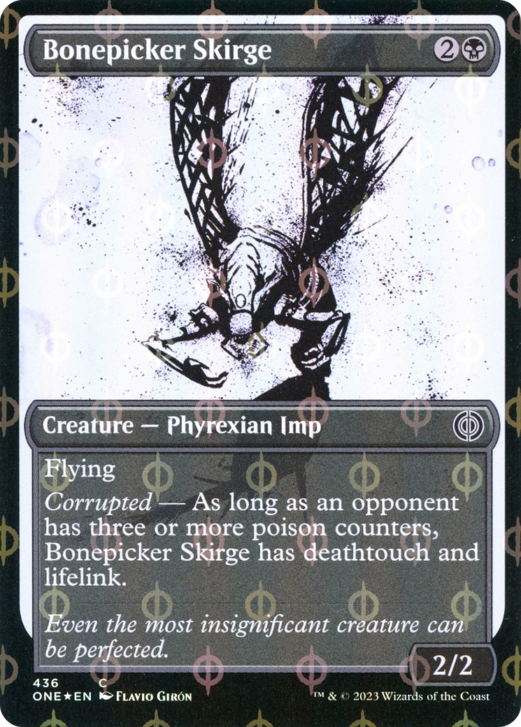 Bonepicker Skirge (Showcase) (Step-and-Compleat Foil) (ONE-436) - Phyrexia: All Will Be One: (Showcase) Foil
