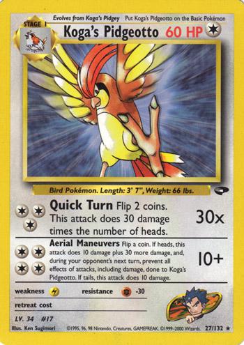 Koga's Pidgeotto 027 - Unlimited Gym Challenge - Rare