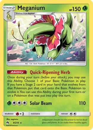 Meganium 008/214 - Holofoil SM Lost Thunder - Holo Rare