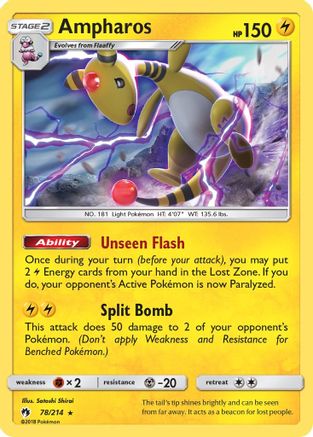 Ampharos 078 - Reverse Holofoil SM Lost Thunder - Holo Rare