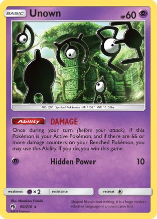 Unown (90) (90) 090 - Reverse Holofoil SM Lost Thunder - Rare