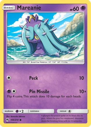Mareanie (105) - Reverse Holofoil SM Lost Thunder - Common