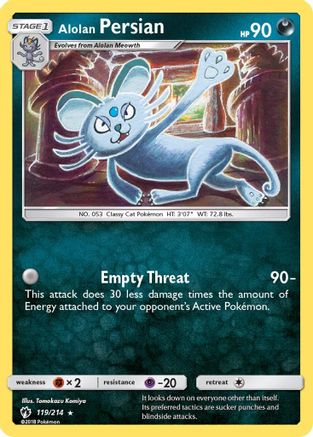 Alolan Persian 119 - Reverse Holofoil SM Lost Thunder - Rare
