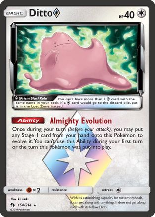 Ditto Prism Star 154 - Holofoil SM Lost Thunder - Prism Rare