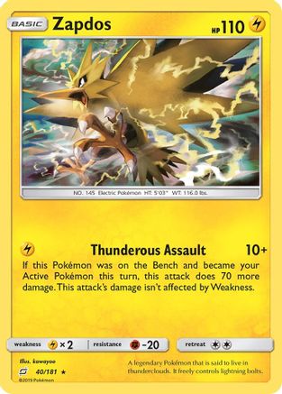 Zapdos 040/181 - Reverse Holofoil SM Team Up - Holo Rare